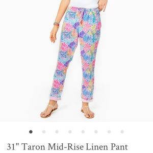 NWOT Lilly Pulitzer Linen Pants size Large L Multi splashdance print